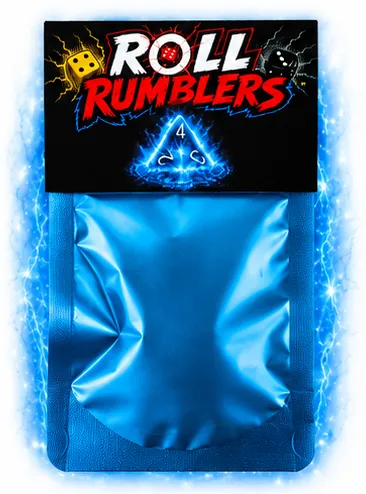 Starter Pack bleu Roll Rumblers avec D6, D4 et cartes de jeu