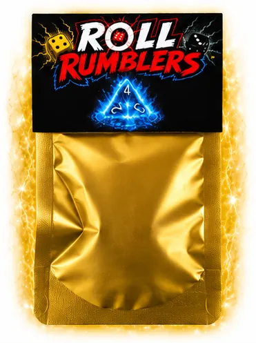 Starter Pack doré Roll Rumblers avec D6, D4 et cartes de jeu